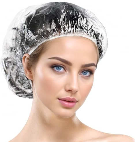100 Stück Duschhauben Kunststoff Duschkappe Haarhaube Elastische Wasserdichte Breite Dicke Durchsichtige Haarduschhaube Große Haarkappen Klare Shower Cap für Salon Spa Hotel Reise Dusche Heimgebrauch