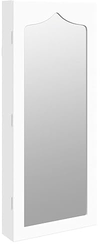 Tomostar Armoire à Bijoux Murale, Organisateur de Bijoux Meuble de Rangement Cosmétiques avec miroir murale blanc 37,5x10x90 cm