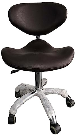 Sadelpall Sadelpall På Hjul med Rygg, Kraftig Medicinsk Rullstol, 45-57 Cm Justerbar Hydraulisk Sadelstol för Tandtatuering(Black)