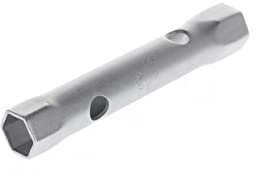 GEDORE Doppelsteckschlüssel, 25 + 28 mm, 6-kant, 195 mm lang, Werkzeug für Muttern KFZ, 26 R 25x28, Stahl verchromt