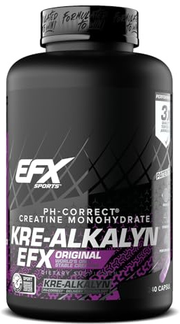 EFX Sports Kre-Alkalyn EFX | pH Correct Creatine Monohydrate Pill Supplement | Strength, Muscle Growth & Performance | 120 Servings, 240 Capsules