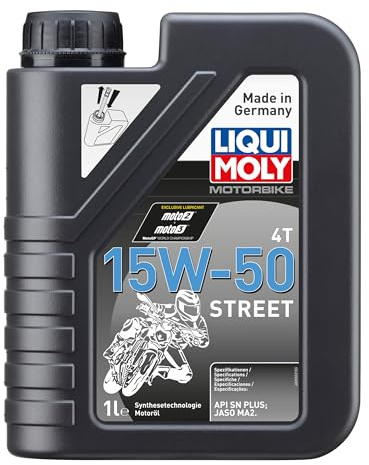 LIQUI MOLY Motorbike 4T 15W-50 Street | 1 L | Motorrad Synthesetechnologie Motoröl | Art.-Nr.: 2555, Schwarz