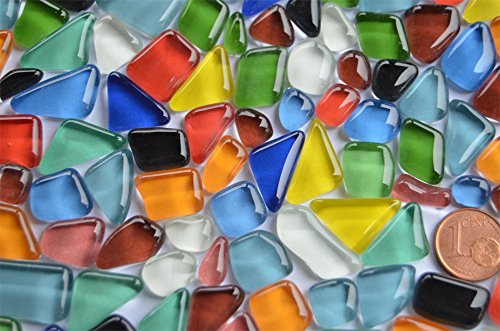 200g Soft Glas-Mosaiksteine unregelmäßig (Polygonal) glänzend, nicht lichtdurchlässig (Buntmix)