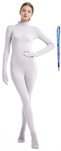 Full Bodysuit Damen-Kostüm mit Reißverschluss, ohne Kapuze, Spandex, Zentai-Einteiler, Weiss/opulenter Garten, XXL