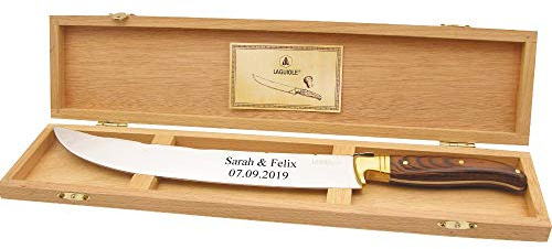 Sterngraf Champagnersäbel mit Gravur (z.B. Namen) in edler Holzbox, Länge 42cm, Laguiole Säbel für Champagner, Champagneröffner