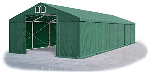 Das Company Lagerzelt 6x12m wasserdicht dunkelgrün Zelt 560g/m² PVC Plane ganzjährig Zelthalle Winter Plus SD