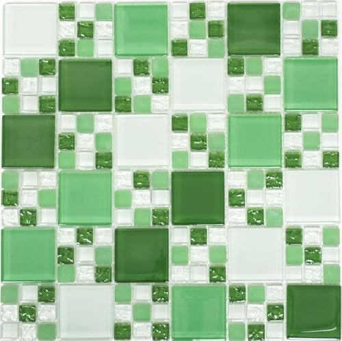 Glasmosaik Mosaikfliesen Fliesenspiegel weiss grün flschengrün MOS78-0504