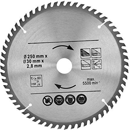 Kreissägeblatt für Holz, 250 mm, 48 Zähne und 60 Zähne, für allgemeine Zwecke