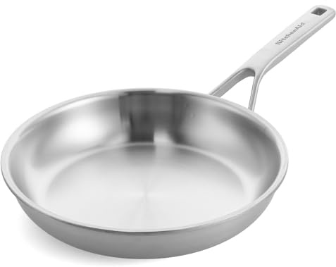 KitchenAid Multiply 3PLY Stainless Steel 20 cm Frying Pan Skillet, PFAS Free, Triply, Multiclad, Induction Suitable, Oven Safe up to 220°C, Silver