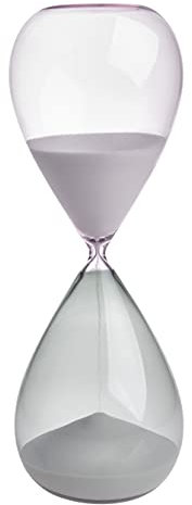 TFA Dostmann Reloj de Arena de 30 Minutos, 18.6010.02.40, de Cristal, Temporizador, Color Gris y Rosa, Arena, 90 x 230 mm