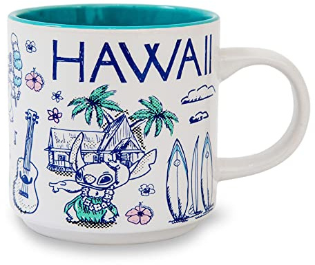 Disney Lilo & Stitch Tasse empilable en céramique avec icônes hawaïennes | Contenance : 370 ml