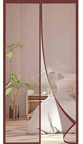 Magnet Fliegengitter Tür,Fliegengitter Tür Insektenschutz Magnet Fliegenvorhang,Kinderleichte Klebemontage Ohne Bohren,Der Magnetvorhang Ist Ideal Für Die Balkontür,Kellertür Und Terrassentür Braun