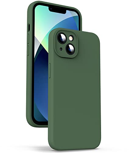 Supdeal Liquid Silikon Hülle für iPhone 13, [Kameraschutz] [Anti Fingerabdruck] [Kabelloses Laden] Flüssige Silikon Handyhülle Schutzhülle, Eingebaute Mikrofaser Case Cover, 6,1, Grün