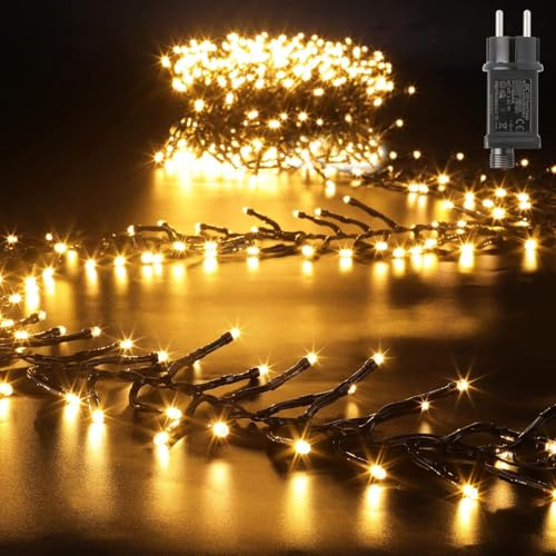 GlobaLink 7.6M 760 LED Luces Racimo Navidad con Enchufe, Luz Clúster Arbol con 8 Modos, Impermeable Guirnalda Luminosas Grupo para Nata Jardín Boda Fiesta Casa Exterior y Interior, Blanco Cálido