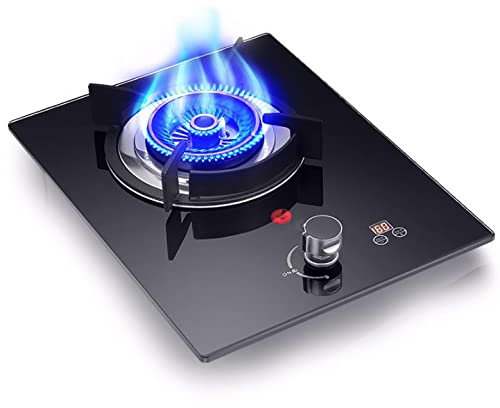 IBOWZ Tables de Cuisson à Gaz Plaque de Cuisson à gaz Table de Cuisson à gaz intégrée,brûleur à Trois Anneaux de 3,8 KW,minuterie Intelligente de 180 Minutes,Bouton en Alliage de Zinc,Protection c