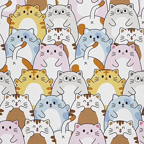 HEKO PANELS Stoff Oxford Wasserdichte Meterware Canvas-Stoff Polyester Stoff Zum Nähen Nähstoffe Dekostoffe Wasserabweisend Blickdicht Katzen 1 Meter 155 x 100 cm
