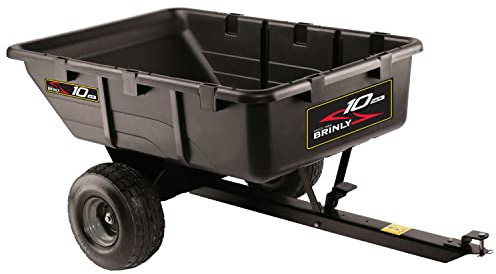 Brinly PCT-101BHC-A2 10 cu.ft. 650lb Heavy Duty Tow-Behind Poly Utility Cart & Dump Trailer with Compression Molded Bed & Built-in Zerk Fitting Wheel Bearings