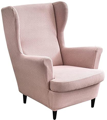 DEZYPZAM Sesselhusse Ohrensesse, Sesselbezüge mit elastischen Ohren, Jacquard Sesselbezüge mit Kissenbezug, Sessel Sitzbezug für Wohnzimmer Schutz (Rosa)
