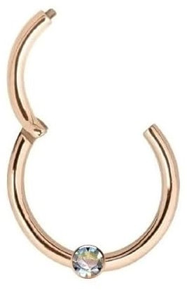 I Piercing Clicker I ECHTER DIAMANT + ECHT 585 MASSIV ROSE GOLD I Nasenpiercing I Septum Tragus I 1,0 x 10 x 1,4 mm I 41002-10 I