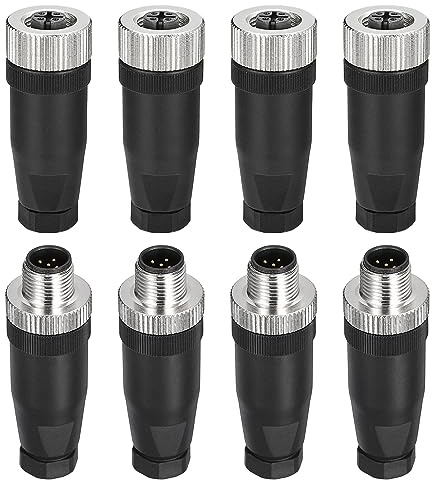 QUARKZMAN 5 Pin M12 Maschio & Femmina Aviazione Filo Connettore 4 Set IP67 | Impermeabile Circolare Connettore per Network Strumenti Computer
