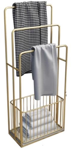 Handtuchständer Freistehend Handtuchleiter Stehend 3-stufiger Freistehender Handtuchhalter Mit Aufbewahrungskorb, Handtuchständer Mit Wäschekorb, Deckenständer Aus Metall Handtuchhalter Stehend ( Colo