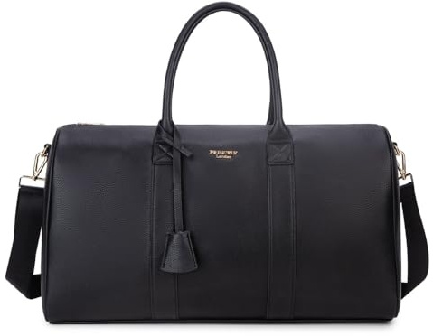 Princely London Weekender Los Angeles Schwarz – Stylischer und Geräumiger Reisebegleiter aus Hochwertigem Veganem Leder für Damen, Ideal als Handgepäck