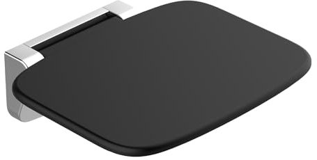 Sgabello Doccia Pieghevole a Muro，Sedile per Doccia da Parete Ribaltabile，Sedia da Doccia Disabili e Anziani (Nero, L)