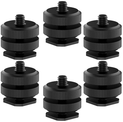 Camera Hot Shoe Mount(6 Pack) to 1/4-20 Tripod Screw Adapter Flash Shoe Mount for DSLR Camera Rig