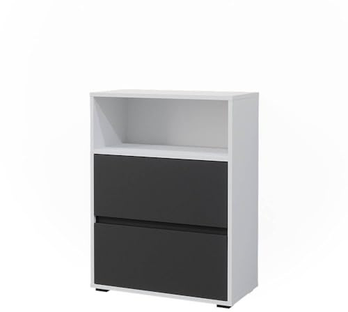 Vicco Badschrank Maltin, Weiß, 60.2 x 78 cm | mit zwei großen Schublade, mit Siphonaussparung und Stauraumlösung für Badezimmer