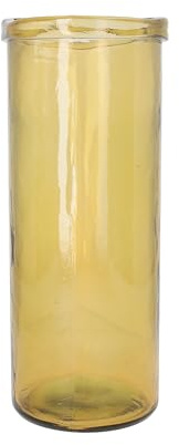 Keyhomestore-Vaso in vetro di riciclo colore Giallo trasparente, altezza 36 cm, ideale come portafiori o portacandele per interni ed esterni. Idea regalo e soprammobile