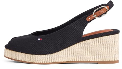 TOMMY HILFIGER dam flagga 'Middle WEDGE ESPAD SLINGBACK Espadrilles, SVART (svart), 6,5 UK, Svart, 40 EU