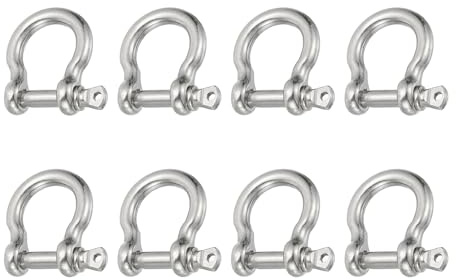 PATIKIL Grillete de Pasador de Tornillo 5mm 3/16 353lb 8 Piezas Acero Inoxidable 304 Forjado Grillete de Arco Grado Marino para Cadenas Cuerda de Alambre Exterior Plata