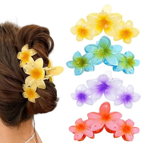 Blumen Haarklammer, 4 Stück Strandblumen, Kunststoff Haarklammern für Frauen Mädchen Haarstyling Zubehör