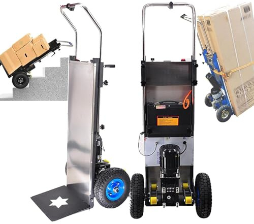 DDZJTPP Carretilla De Mano EléCtrica,Carretilla para Subir Escaleras con Carga 400Kg Que Ahorra Mano De Obra con Mango TelescóPico (45-65 Pulgadas),Motor Sin Escobillas 1500W,BateríA 48V/36Ah