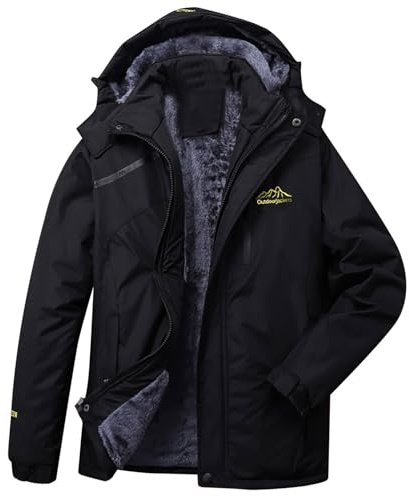 Fleece Lined Waterproof Jacket Mens Winter Warm Coats Plus Size Trench Coat Outdoor Rainjacket Fleece Skiing Jacket Softshell Winter Plush Waterproof Windproof Detachable Coat Windbreak Sale Clearance