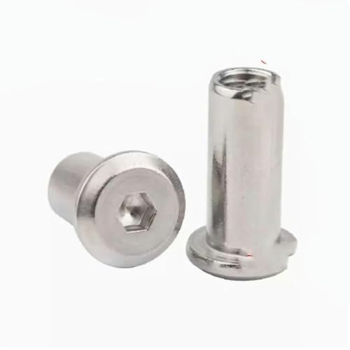 5–10 Stück M3 M4 M5 M6 M8 304 Edelstahl Große flache Innensechskant-Möbelnietmutter Verbindungsstück Einsatz Verbindungsstück Überwurfmutter Schraube-x45mm(L)-M8 5 Stück