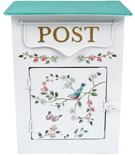 Lpitoy Post Box Mailbox Vintage Mailbox Wall Mounted Post Boxes for Outside Metal Distressed Chic Vintage Retro Post Box