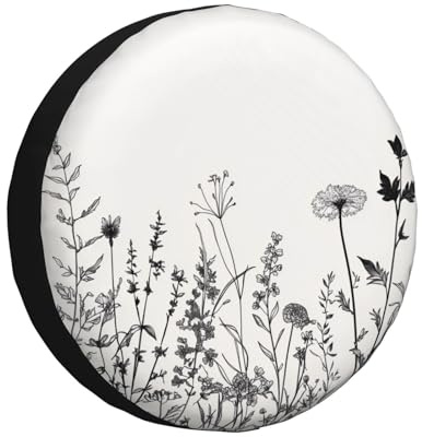 Wildflowers Spare Tire Cover Weatherproof Universal Wheel Protectors for Rv Camper Travel Trailer SUV Truck 16 Inch