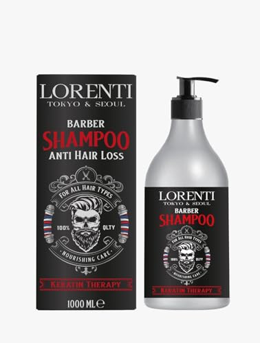 LORENTI TOKYO & SEOUL Barber Anti-Hairloss schampo män 1000 ml | Anti-håravfall schampo | Effektiv mot håravfall | stärkande, regenererande, tillväxtfrämjande | schampo för män