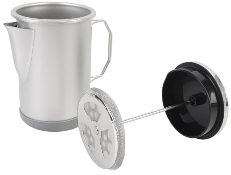 Oreilet de Prensa Francesa, 1000 Ml / 33 Oz Portátil de Acero Inoxidable 304 Hecha a Mano, Espresso y Prensa de té para Viajes de Camping (SILVER)