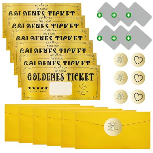 6 Set Goldenes Ticket Gutscheine Zum Selber AusfüLlen Golden Ticket Goldenes Ticket Gutschein Rubbel Rubbelkarte Gutschein Zum Rubbeln Gutschein Goldenes Ticket Goldene Ticket Golden Ticket Gutschein