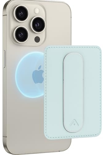 AMAYO - Magnetisch Handy Wallet Kartenhalter für MagSafe Wallet mit Fingerhalter - Kartenetui Telefon-Geldbörse Fingerhalterung Halter Ständer Griff - Halterung für iPhone Zubehör Hülle Case (Mint)