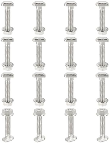 PATIKIL 16 Ensembles Boulons À Fente En T M8x40mm Argent | Boulon À Tête Marteau À Encoche Avec Écrous À Bride Hexagonaux, Boulon À Tige Coulissante Pour Profilés D'Extrusion Série 40