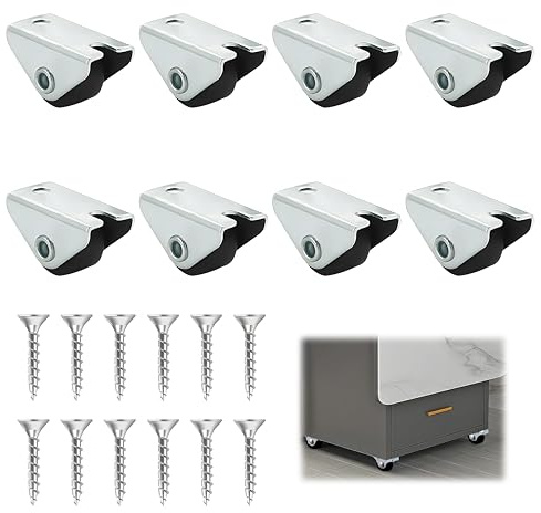 Set de 8 Ruedas Fijas, Kit de Ruedas de Goma Ruedas para Muebles Pequeñas Incluye Tornillos Ideal para Camas Nido Muebles Ligeros y Pesados No Dejan Marcas Fácil Instalación 15mm (0.5 inch)