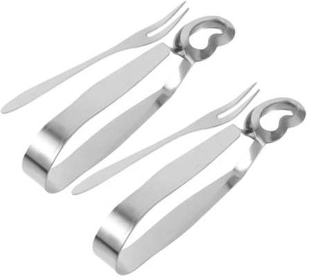 ELAYARD 4piezas Vajilla De Caracol De Pinzas y Tenedores De Acero Inoxidable Para Caracoles Herramientas Para Caracoles Para Servir Aperitivos y Mariscos Casa