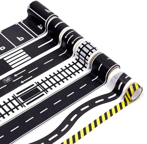 HXC Washi Tape Street Tejp 11 stycken Road Tape med trafikmärken klistermärken motorväg självhäftande Washitejp för gör-det-själv leksaksbilar fordonssatser lekrum