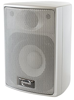 Dynavox AS-301 Altavoces satélite, par, para Cine en casa u Oficina, Caja Surround compacta, Montaje en Pared, Color Plata