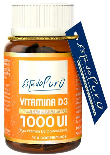 Vitamina D3 1000 UI Estado Puro - Vitamina D en Forma Activa Colecalciferol - Apoyo al mantenimiento de huesos, músculos y sistema inmunitario en condiciones normales - 100 Comprimidos de Tongil