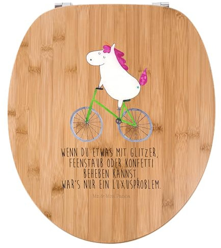 Mr. & Mrs. Panda Motiv WC Sitz Einhorn Radfahrer - Geschenk, Radfahren, Einhörner, Klobrille, WC-Sitz, Toilettendeckel, Liebeskummer, Toilette,