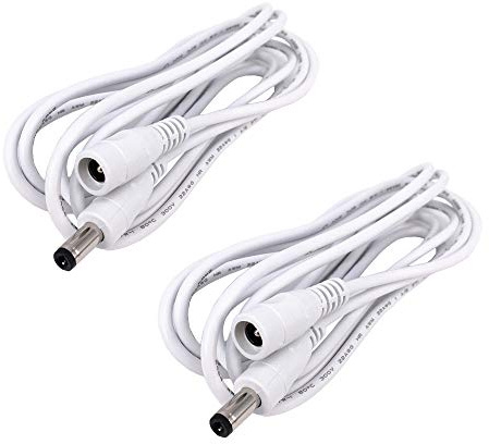 2pcs/Pack Weiß 5m/16.4ft 5.5mm x 2.1 mm DC Strom Stecker Zum Buchse Verlängerung Anschlusskabel Kabel，DC Verlängerungskabel，dc verlängerung ，stecker dc，stromstecker